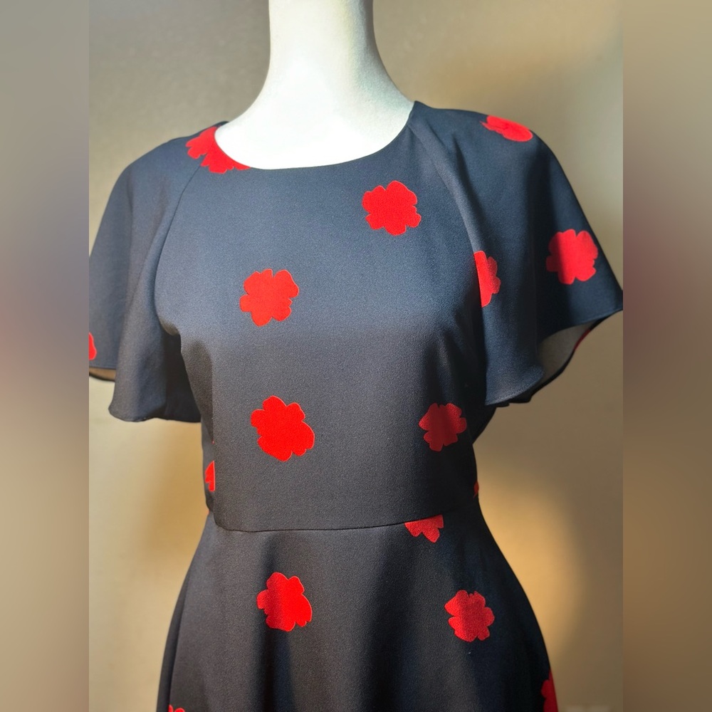 Banana republic navy blue w/ red floral print cute sleeves and flowy Flow size0 - Picture 9 of 16